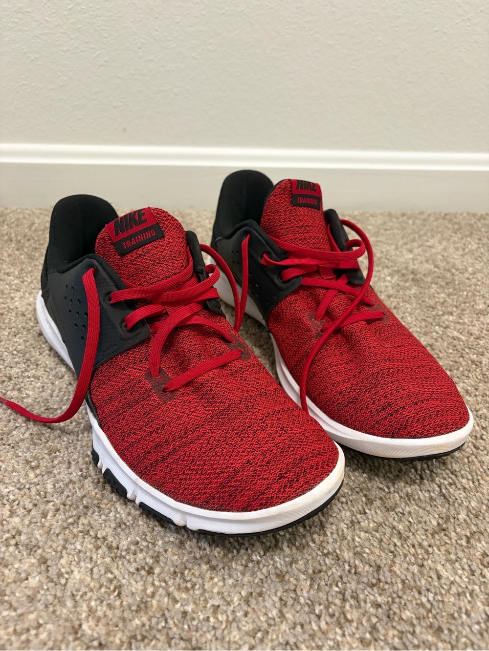 Nike Red and Black Knit Training Sneakers